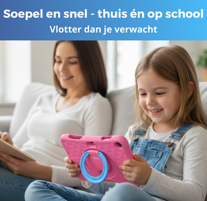 Roze kindertablet soepel en snel voor thuis en op school met beschermhoes 