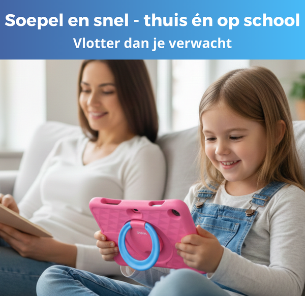 Roze kindertablet soepel en snel voor thuis en op school met beschermhoes 