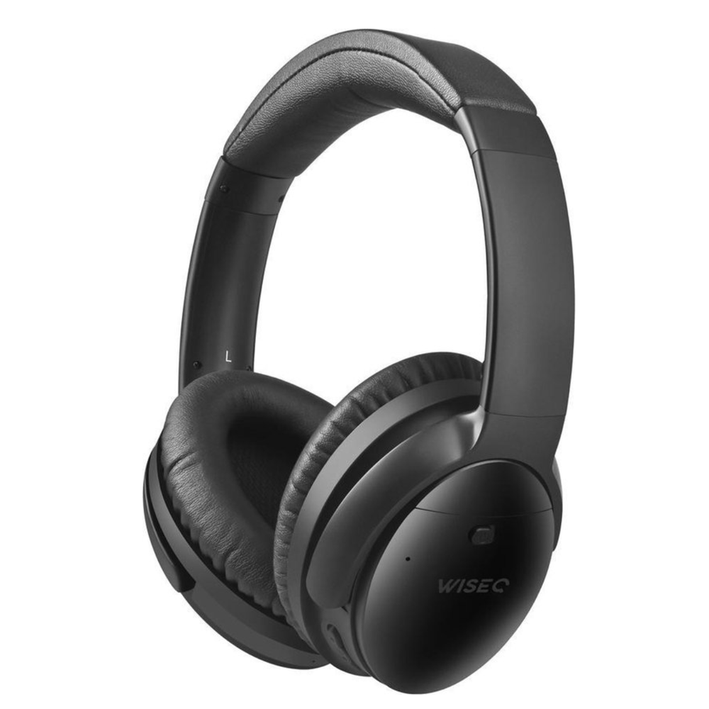 WiseQ zwarte noise cancelling bluetooth over ear koptelefoon met 15 uur batterijduur