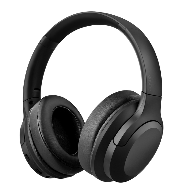 Onbreekbare draadloze kinder koptelefoon over ear met active noise cancelling 35 uur batterijduur bluetooth zwart hoofdtelefoon vrijstaand WiseQ