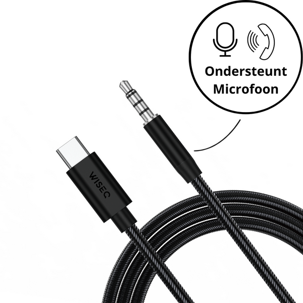 USB-C naar 3.5mm Audiokabel - Zwart - 1 Meter