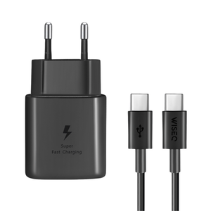 25W Fast Charger - USB-C to USB-C Cable - 1 Meter - Black