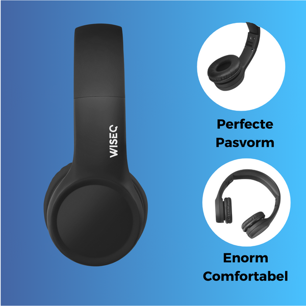 Zwarte WiseQ kinder koptelefoon met veilige volumelimiet en stevig hufterproof ontwerp voor dagelijks gebruik