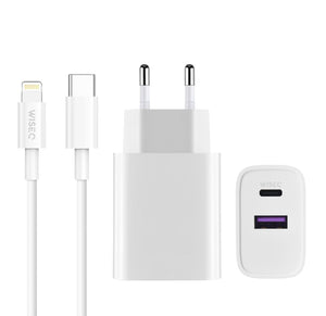 iPhone Snellader 20W Met Lightning Kabel En USB C Adapter Geschikt Voor iPhone 13 14 Wit