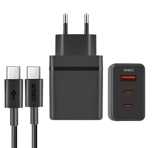 33W Ultra Fast Charger - Dual Ports - Includes 3m USB-C to Lightning Cable - Black