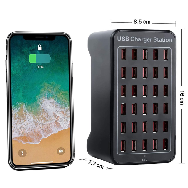 USB Hub - 30 USB Poorten - 150 Watt