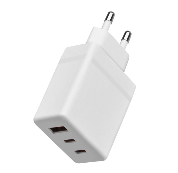 USB and USB-C Adapter - 38W Fast Charger - 3 Ports - Universal - White