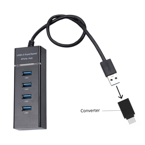USB Hub 4 poorten + Gratis USB-C Converter - USB Hub / USB Splitter