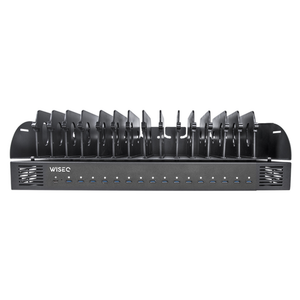16-poorts USB-C laadstation met organizer tray voor het gelijktijdig opladen en overzichtelijk opbergen van laptops, tablets en smartphones.