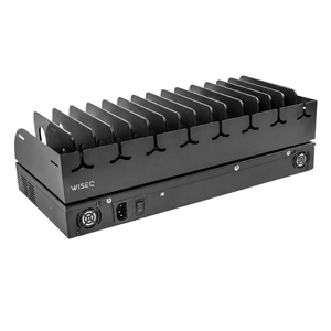 16-poorts USB-C laadstation met organizer tray voor het gelijktijdig opladen en overzichtelijk opbergen van laptops, tablets en smartphones.