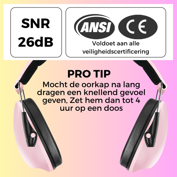 Gehoorbescherming voor Kinderen - Roze - 26 Decibel