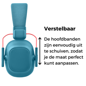Gehoorbescherming Kinderen - Dempende Oorkap met Beschermhoes - Blauw – 28dB