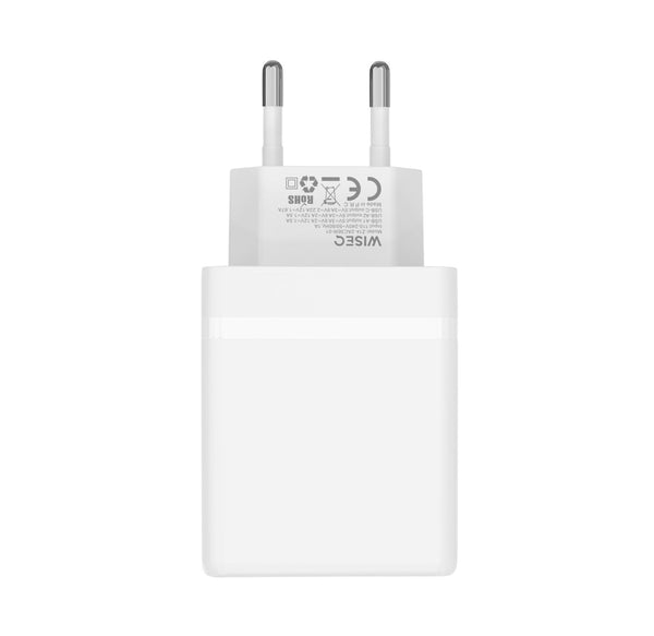 USB- en USB C Adapter - 38W Snellader - 3 Poorten - Universeel - Wit