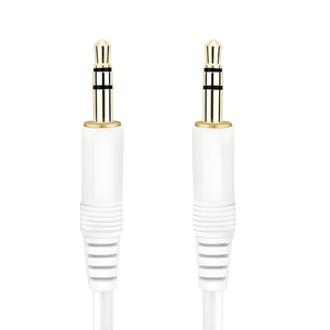 Witte audiokabel 3 5 mm 1 meter met vergulde jack aansluiting