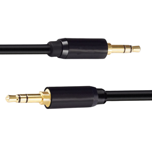 Zwarte Audiokabel 3 5 mm AUX kabel met mini jack aansluiting detailweergave