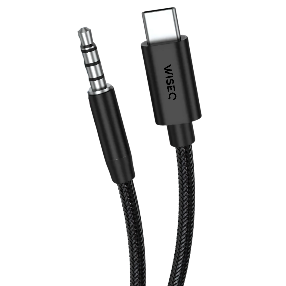 Zwarte Aux kabel USB C met microfoon ondersteuning voor iPad iPhone Samsung en auto