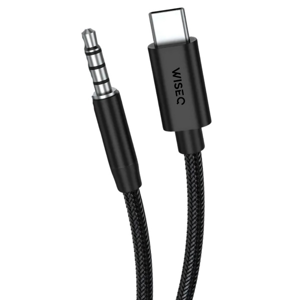 Zwarte Aux kabel USB C met microfoon ondersteuning voor iPad iPhone Samsung en auto