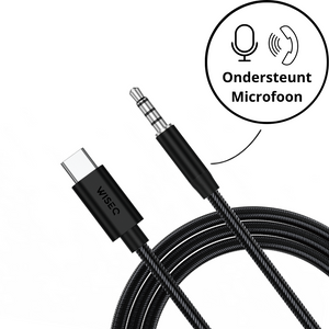 Zwarte Aux kabel USB C met microfoon ondersteuning geschikt voor iPad iPhone Samsung en auto