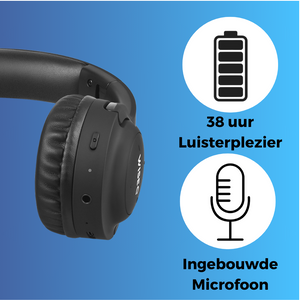 WiseQ draadloze kinder koptelefoon zwart met 38 uur luisterplezier en ingebouwde microfoon