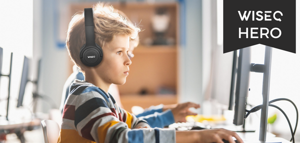 WiseQ Hero draadloze kinder koptelefoon zwart met bluetooth 5.1 38 uur batterij en veilig geluidslimiet