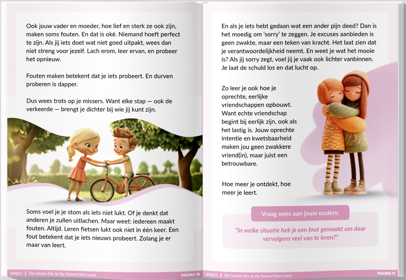 e book pagina voor kinderen over fouten maken excuses aanbieden vriendschap opbouwen en emotionele ontwikkeling WiseQ