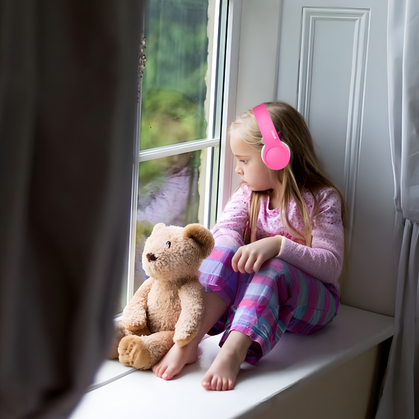 Kids koptelefoon on ear volume begrenzing roze