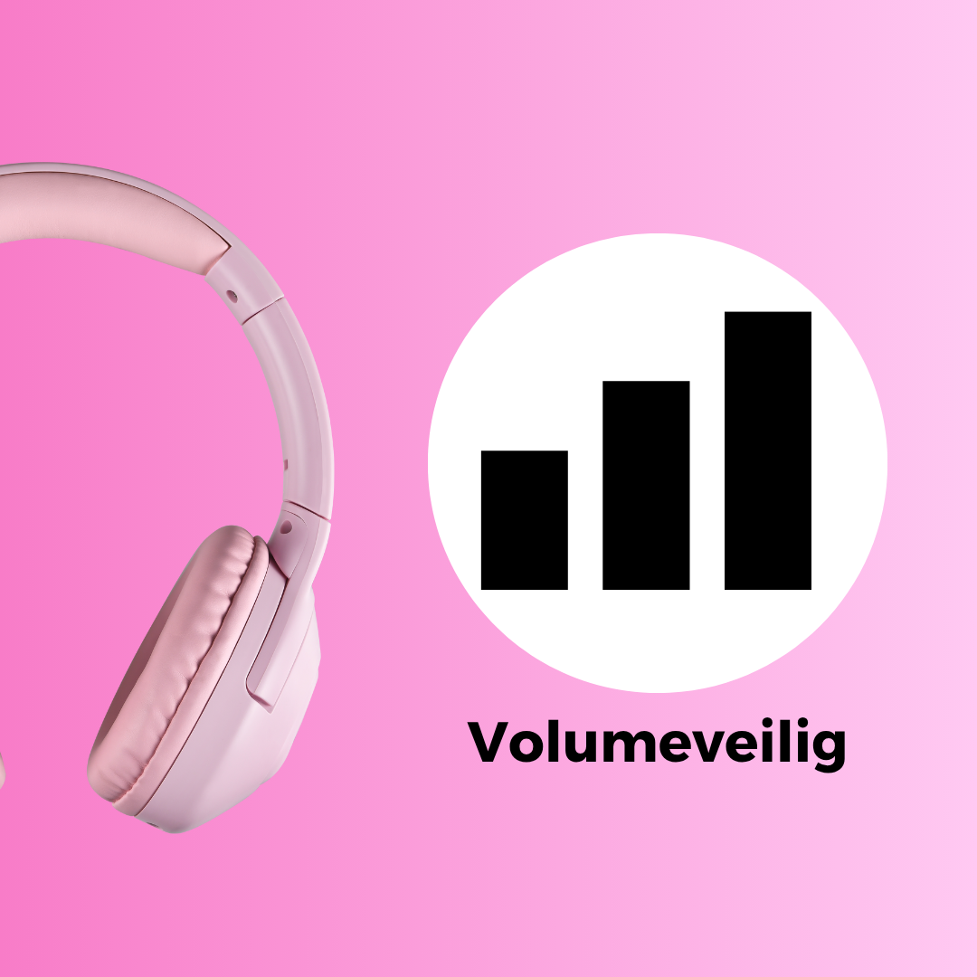 Roze draadloze kinderkoptelefoon voor kinderen met bluetooth en volumeveilig functie