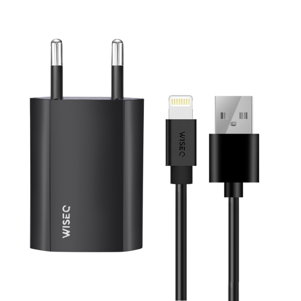Snellader met lightning kabel geschikt voor iPhone zwart WiseQ