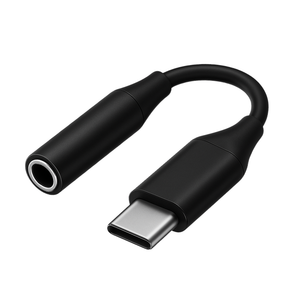 USB C naar 3.5mm AUX adapter zwart WiseQ met female audio aansluiting gebogen kabel