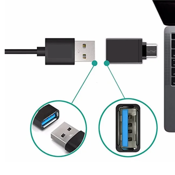 USB C naar USB A adapter aansluiting detail geschikt voor MacBook Pro Air en Windows
