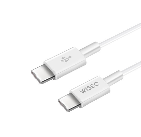 Witte USB C naar USB C kabel van WISEC geschikt voor 20W iPhone snellader