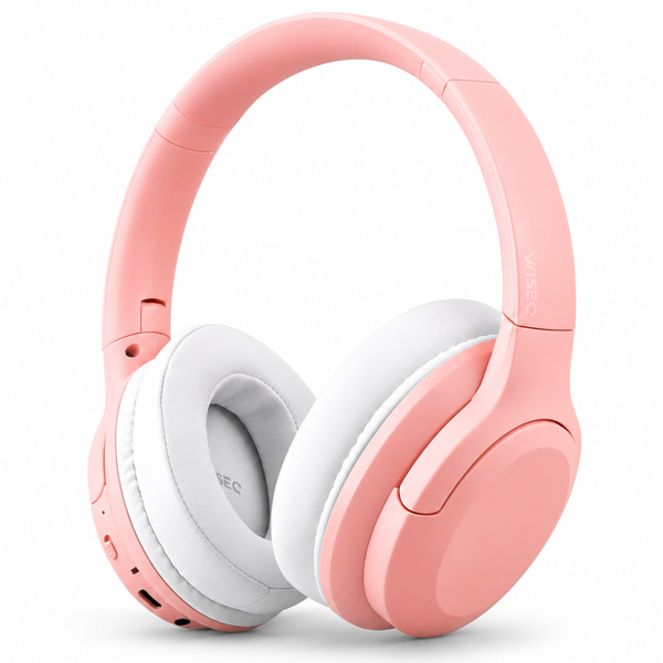 WiseQ Kids ANC draadloze kinderkoptelefoon in roze, over-ear met active noise cancelling, 35 uur speeltijd en 85 dB volumebegrenzing