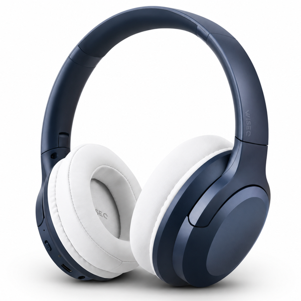 WiseQ Kids ANC draadloze kinderkoptelefoon in donkerblauw (navy), over-ear met active noise cancelling, 35 uur speeltijd en 85 dB volumebegrenzing