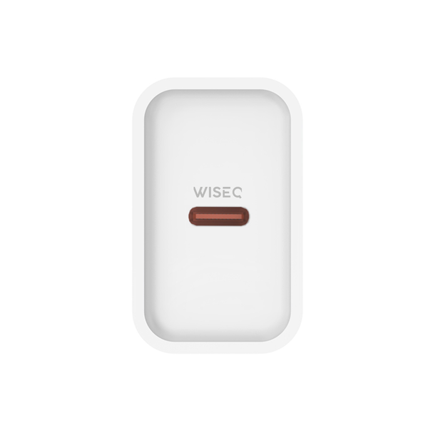 WiseQ 25W USB C oplader geschikt voor iPhone 14 13 12 en 11 met USB C poort vooraanzicht wit