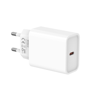 WiseQ 25W USB C oplader geschikt voor iPhone 14 13 12 en 11 met EU stekker wit