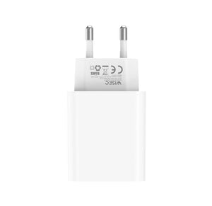 Witte WiseQ 25W USB C snellader geschikt voor iPhone achterzijde
