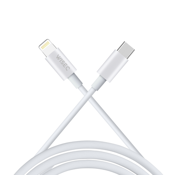 WiseQ 25W USB C naar Lightning kabel geschikt voor iPhone 14 13 12 en 11 wit
