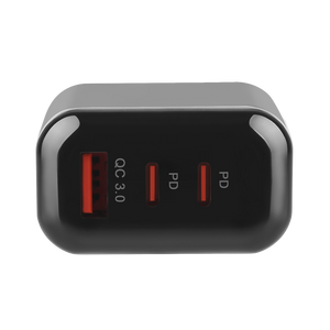 Zwarte WiseQ 45W GaN snellader met 3 poorten geschikt voor Samsung Galaxy bovenaanzicht