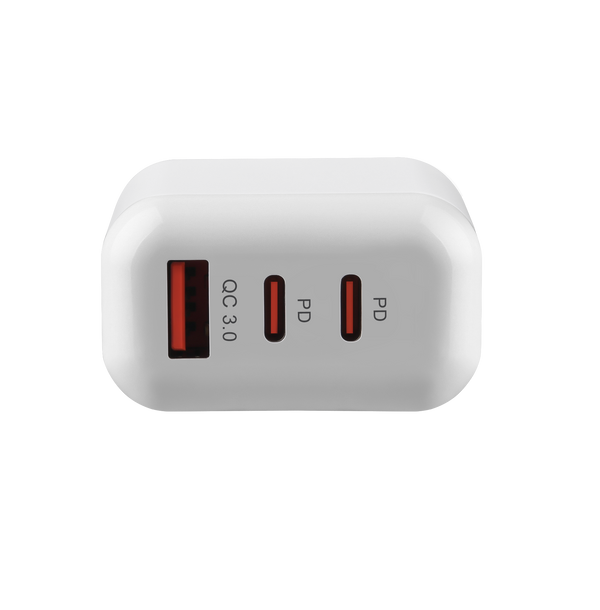 Witte WiseQ 45W USB C snellader met 3 poorten geschikt voor iPhone bovenaanzicht