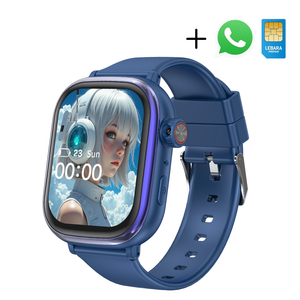 Blauw WiseQ GPS kinderhorloge met simkaart inclusief WhatsApp ondersteuning en Lebara prepaid simkaart voor bellen en tracking