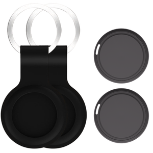 WiseQ Zwarte Bluetooth tracker met siliconen hoes en metalen sleutelring