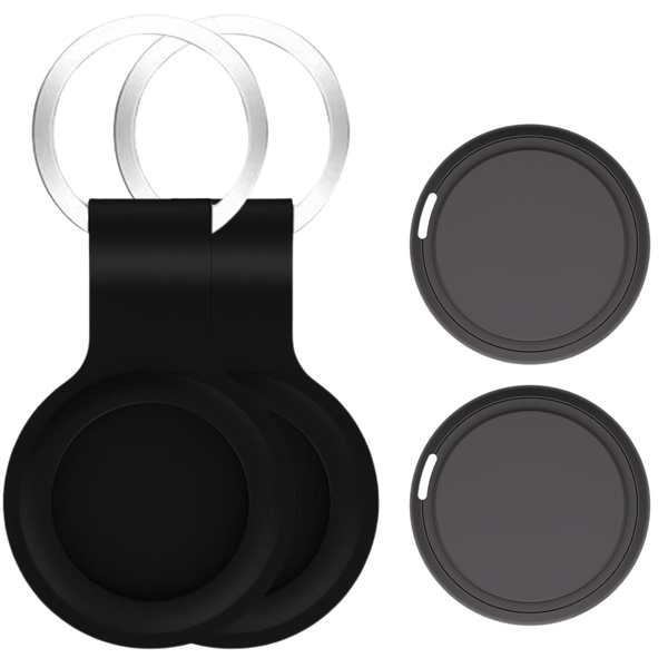 WiseQ Zwarte Bluetooth tracker met siliconen hoes en metalen sleutelring