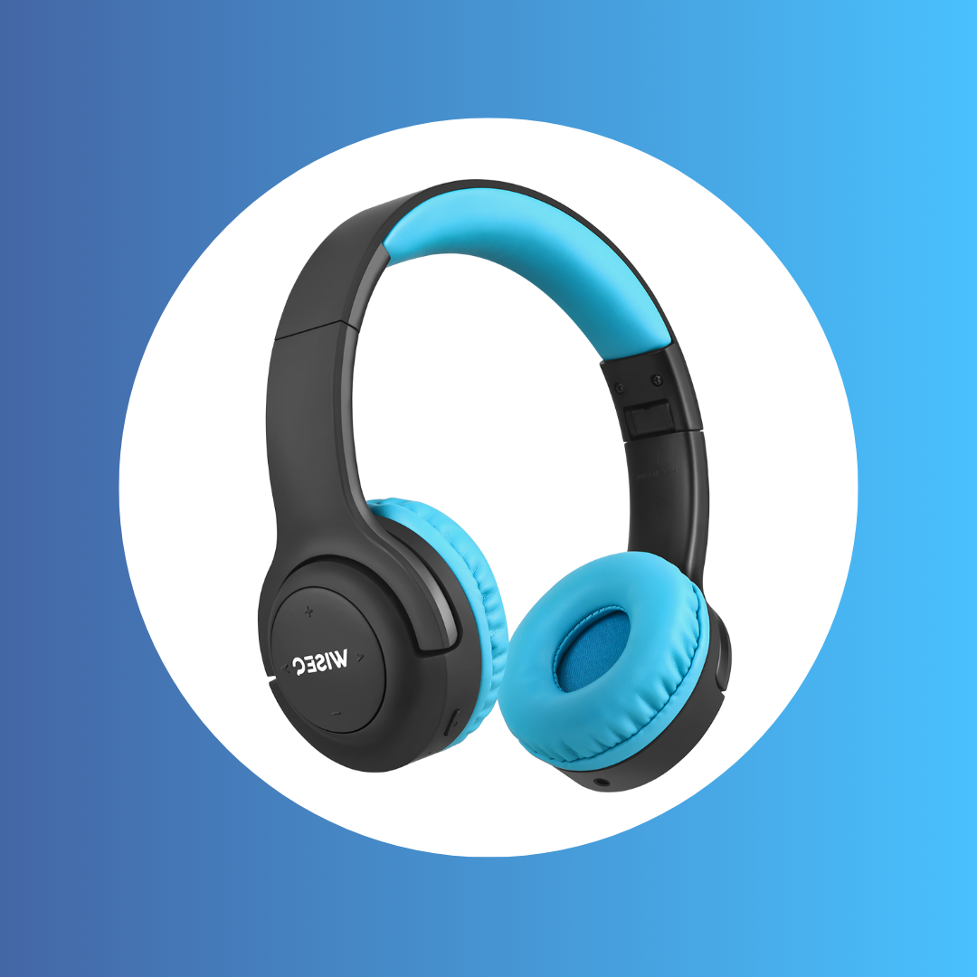 Zwart Blauwe WiseQ Draadloze Kinderkoptelefoon Met Bluetooth En Passieve Noise Cancelling