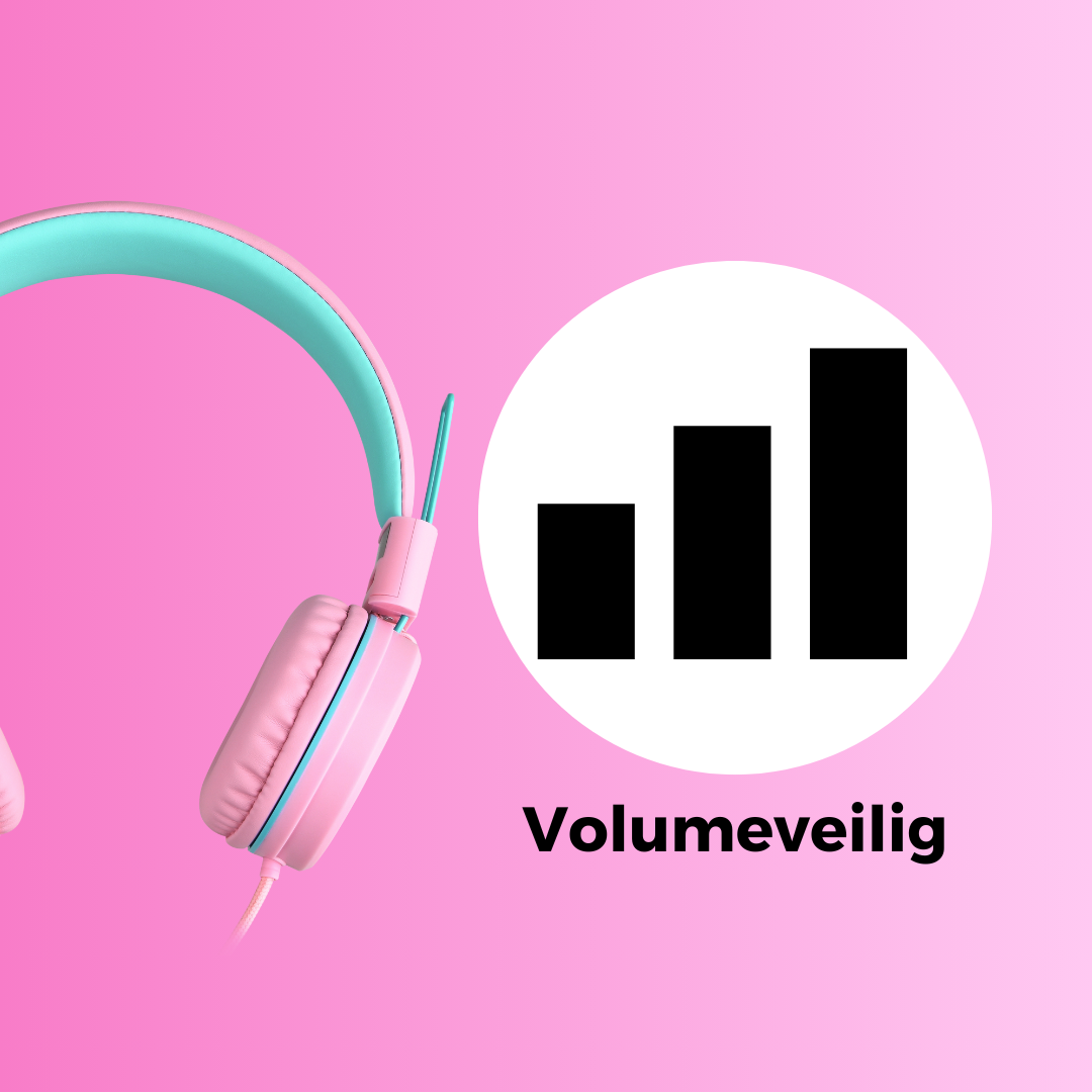 Roze WiseQ kinderkoptelefoon met draad en 85dB volumebegrenzer met volumeveilig functie