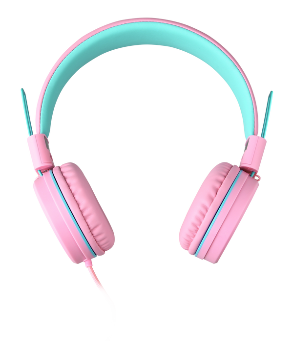 Roze WiseQ One kinder koptelefoon unicorn bubblegum met veilige 85dB volumelimiet stevig en comfortabel ontwerp