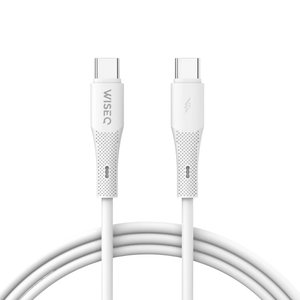 Witte WiseQ Premium USB C naar USB C kabel 60W geschikt voor iPhone 17 iPhone 16 en iPhone 15 close up van connector