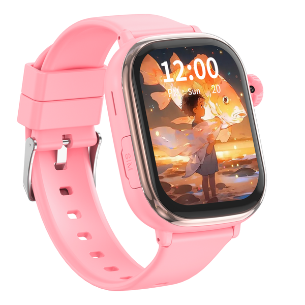 WiseQ Roze GPS Kinderhorloge met Simkaart Schuin Vooraanzicht
