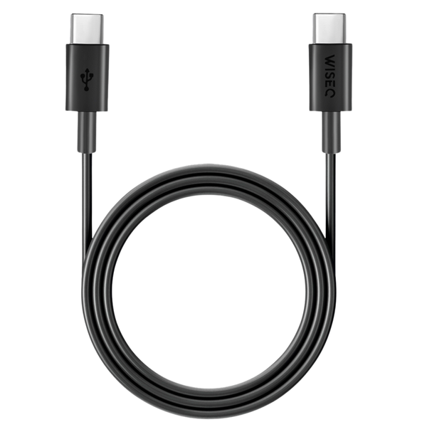 Zwarte WiseQ USB C naar USB C kabel geschikt voor Samsung