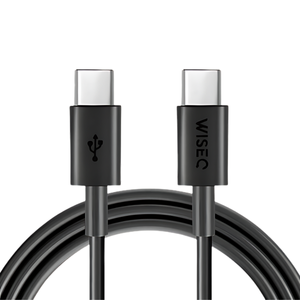 Zwarte WiseQ USB C naar USB C kabel geschikt voor Samsung