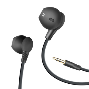 WiseQ bedrade in ear oordopjes koptelefoon voor kinderen in zwart met 3.5mm aansluiting en gouden jackplug detail